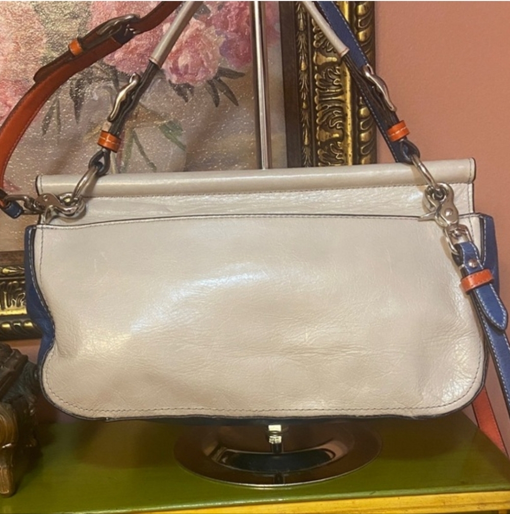 COACH LEGACY-Color Block City Willis Shoulder Crossbody Bag Gray Blue Orange - Picture 9 of 13